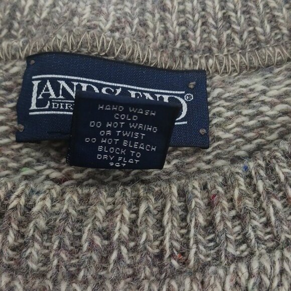 Lands' End Wool Crewneck Sweater Mens Size L Tall Brown Marled Knit Long Sleeve - Picture 4 of 6